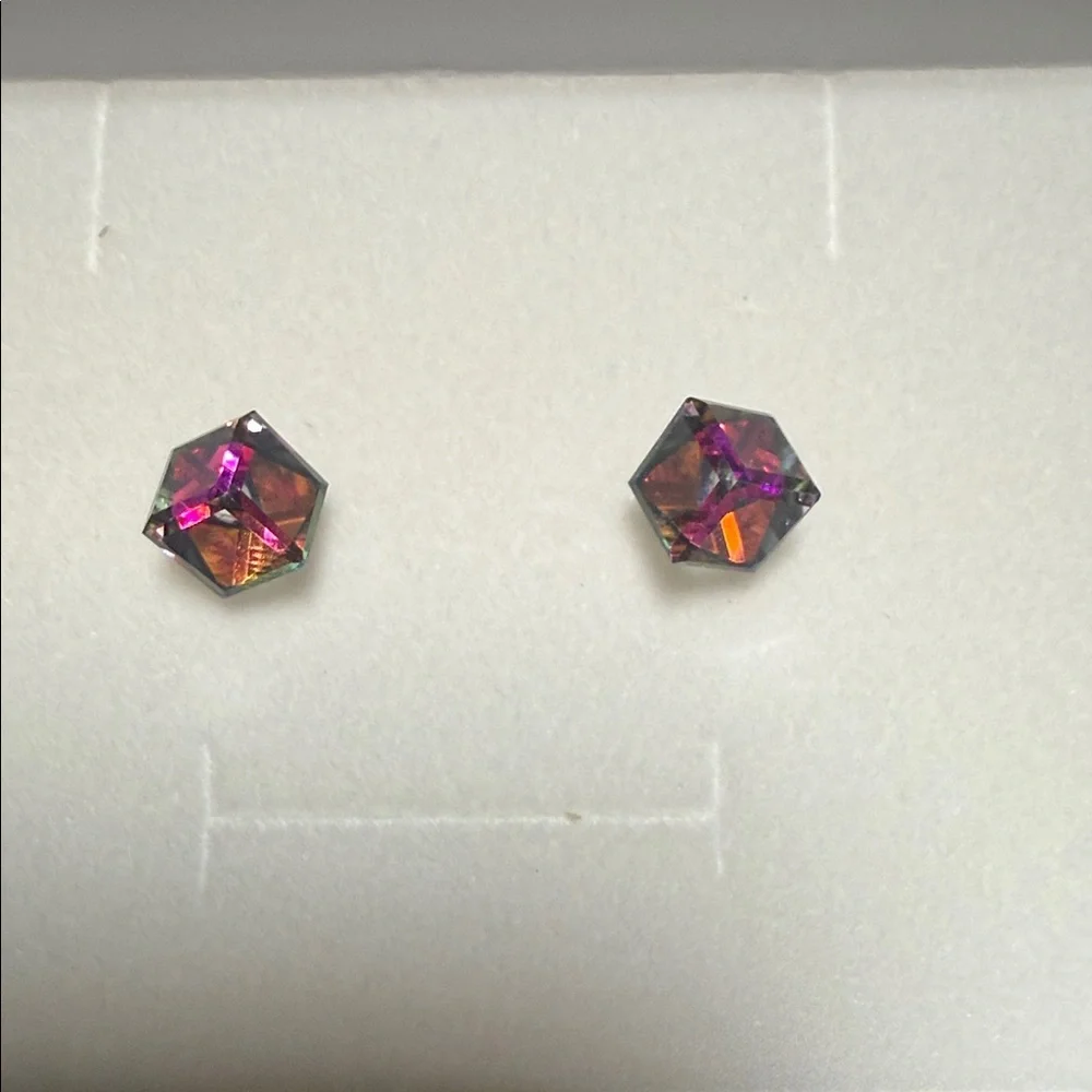Elegant Multicolor 925 Silver Crystal Stud Earrings - Picture 9 of 16